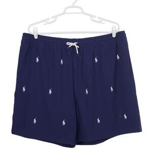NWOT Polo Ralph Lauren Traveler Swim Trunks 4XLT Blue Pony Pockets Lined Shorts